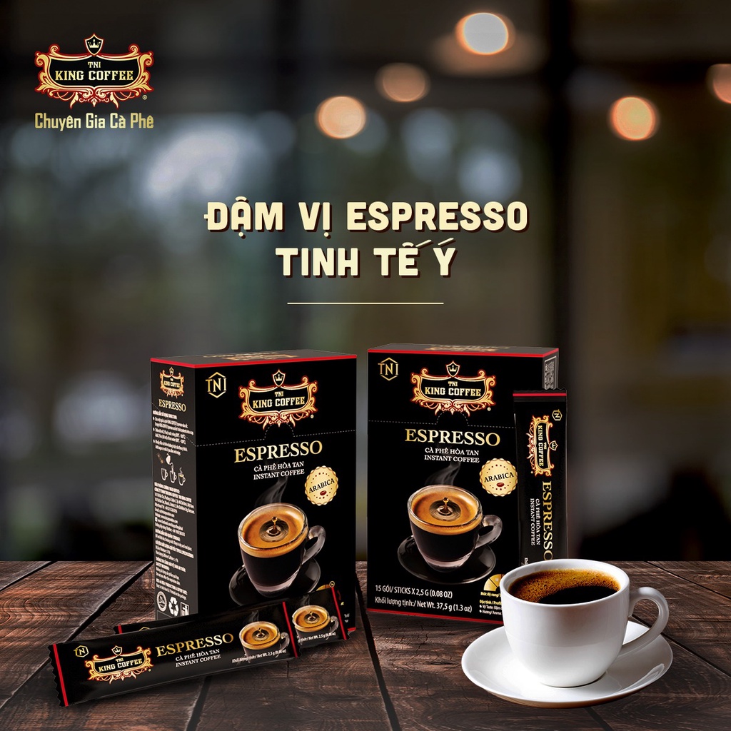 King Coffee Epresso hộp nhỏ tiện dụng. Cà Phê Không Đường, King Coffe, Thơm, Ngon, Đậm Vị, Đồ Uống, 