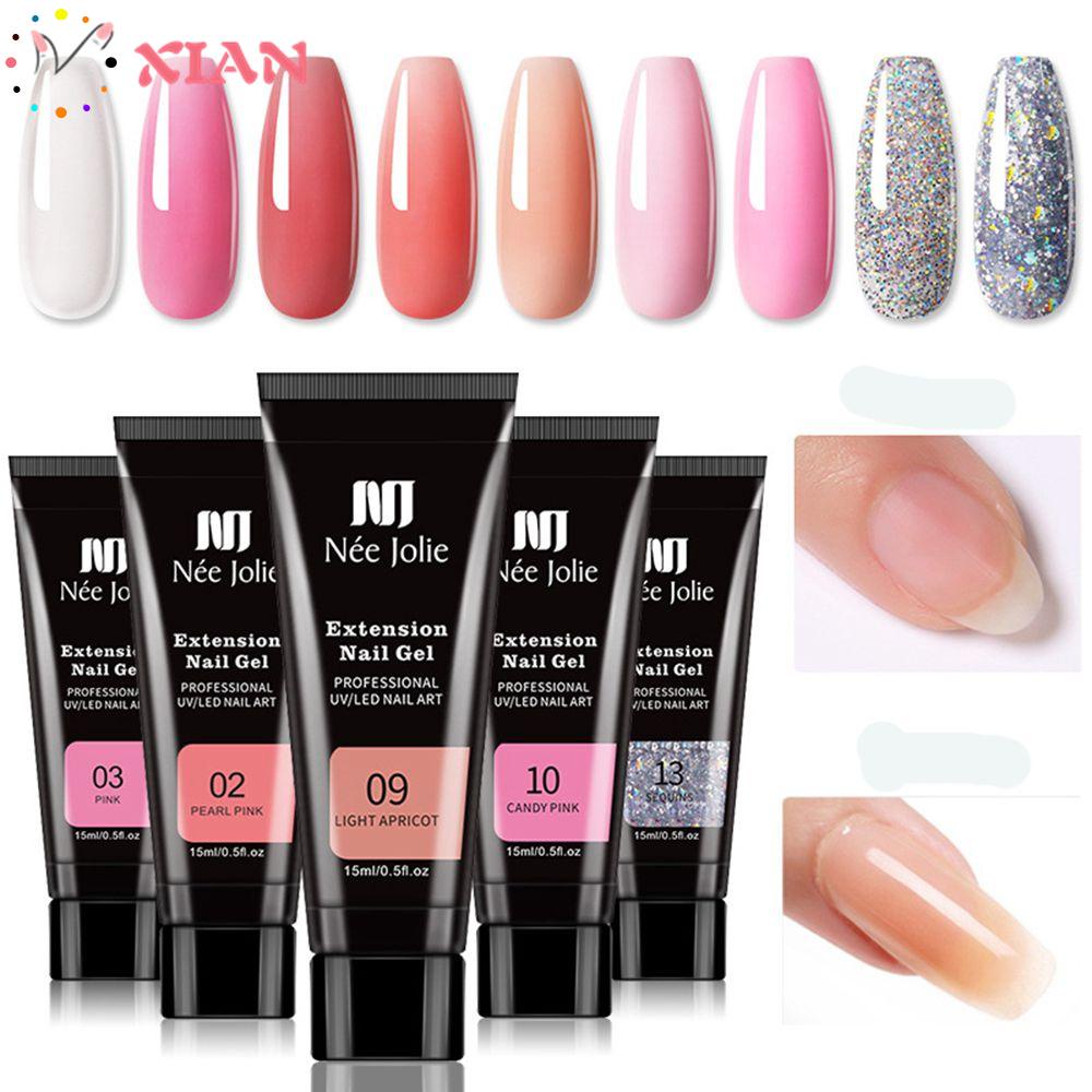 XIANSTORE Professional Nail Art UV Gel 12Colors Builder Gel Poly Nail Gel Beauty Nail Tips Manicure Tool 15ml Quick Building Nail Extension