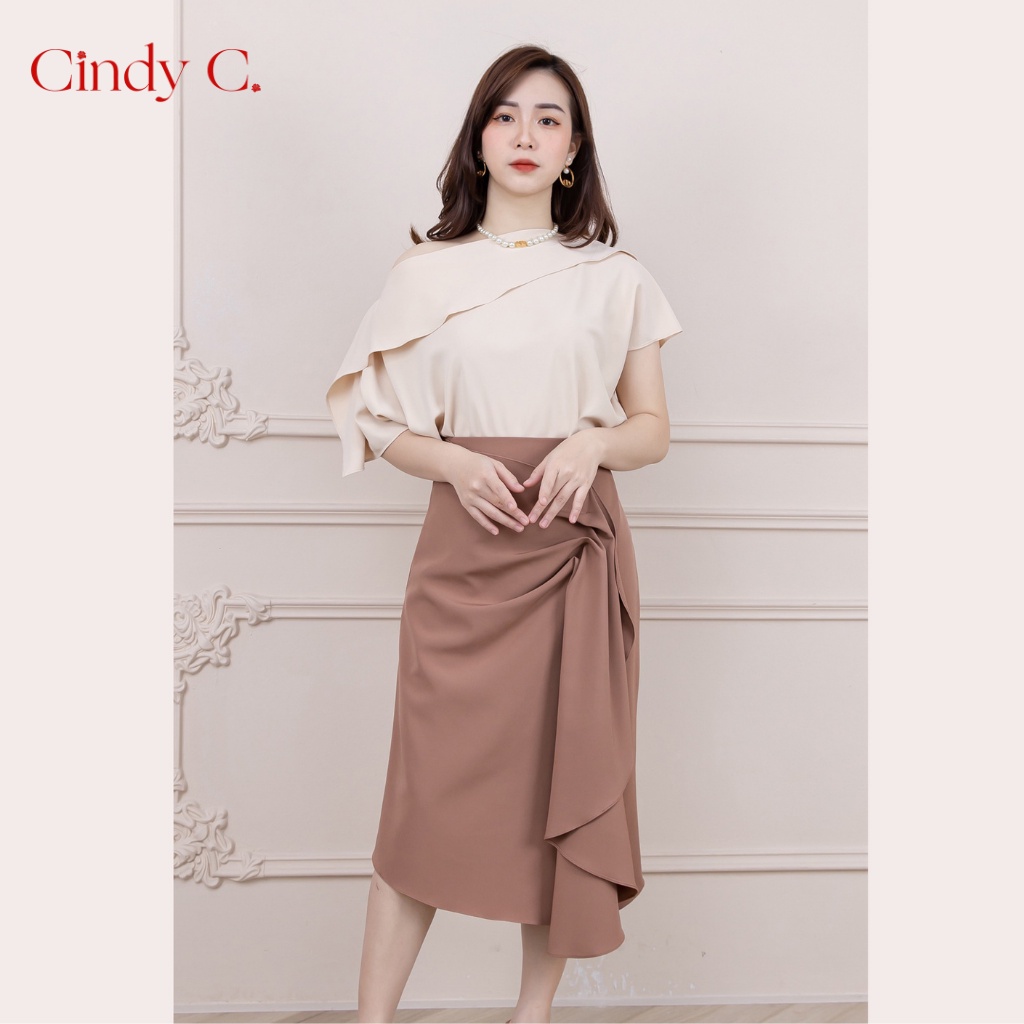 Áo lệch vai Dante CINDY C vải lụa phong cách nữ tính 770