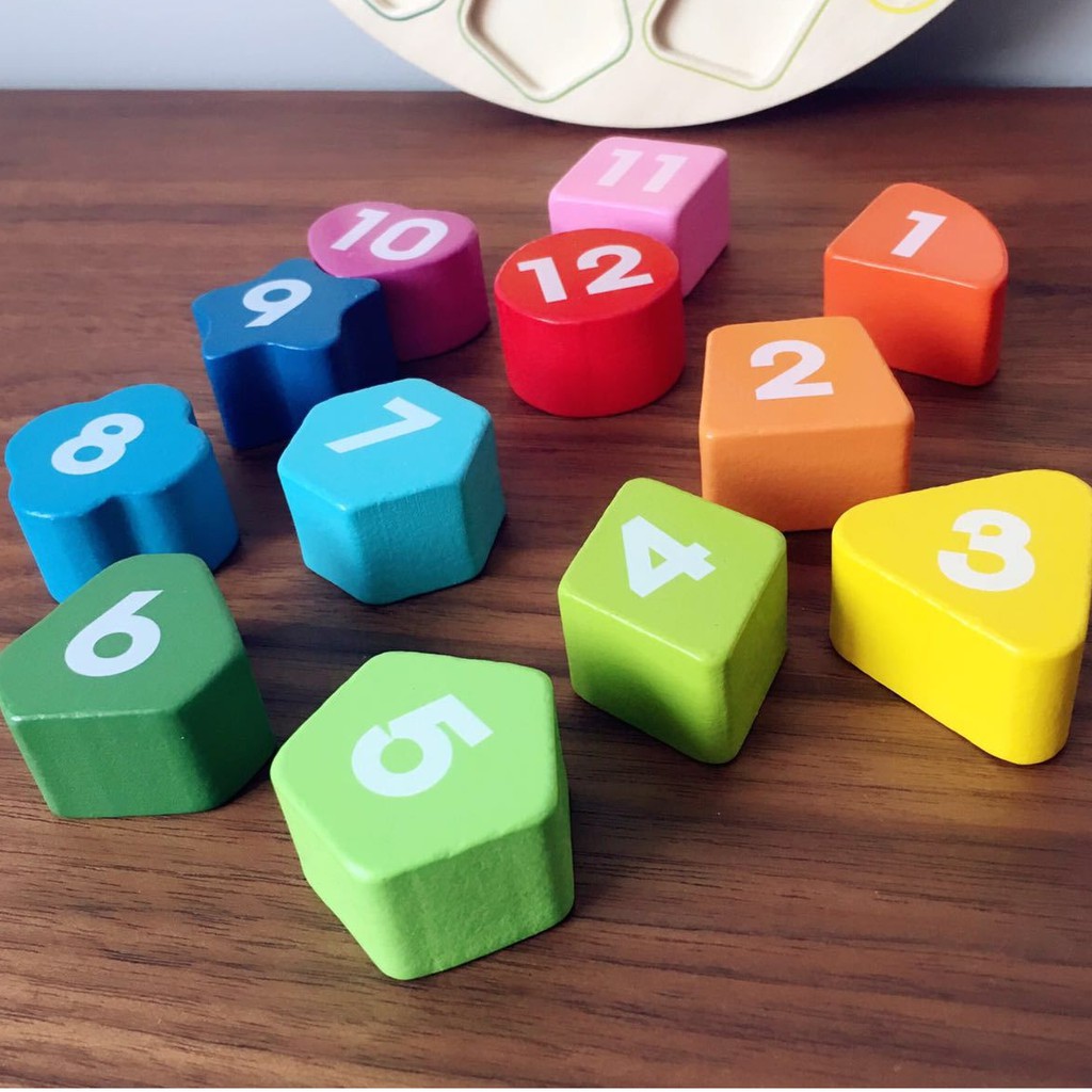 Đồ chơi gỗ S-kids, đồng hồ hình khối