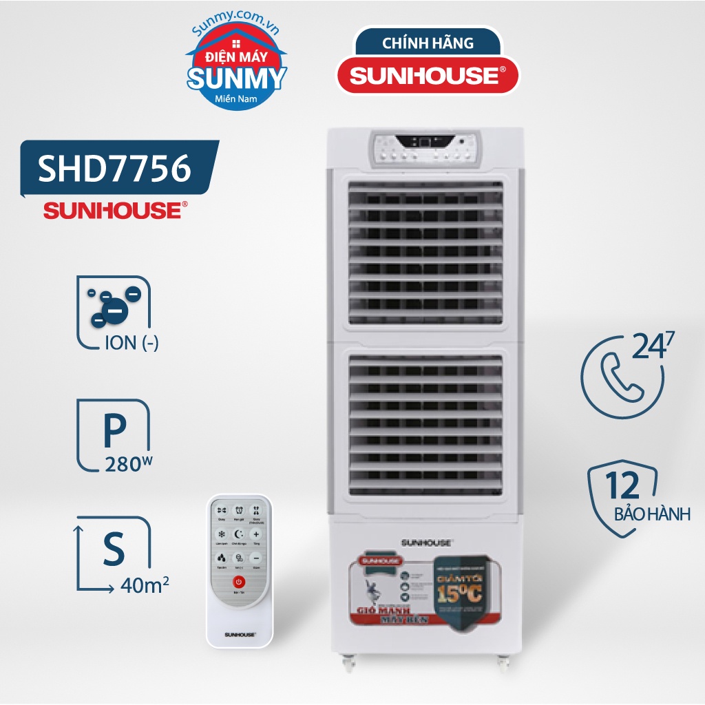 Quạt Điều Hòa Hơi Nước Sunhouse SHD7756 - Hàng thanh lý