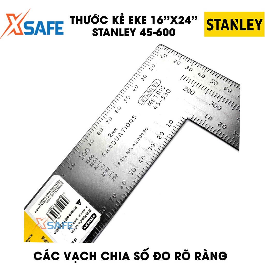 Thước kẻ Eke STANLEY gia công thép cứng không gỉ Thước đo góc Stanley thiết kế thông minh tiện ích, chất liệu cao cấp