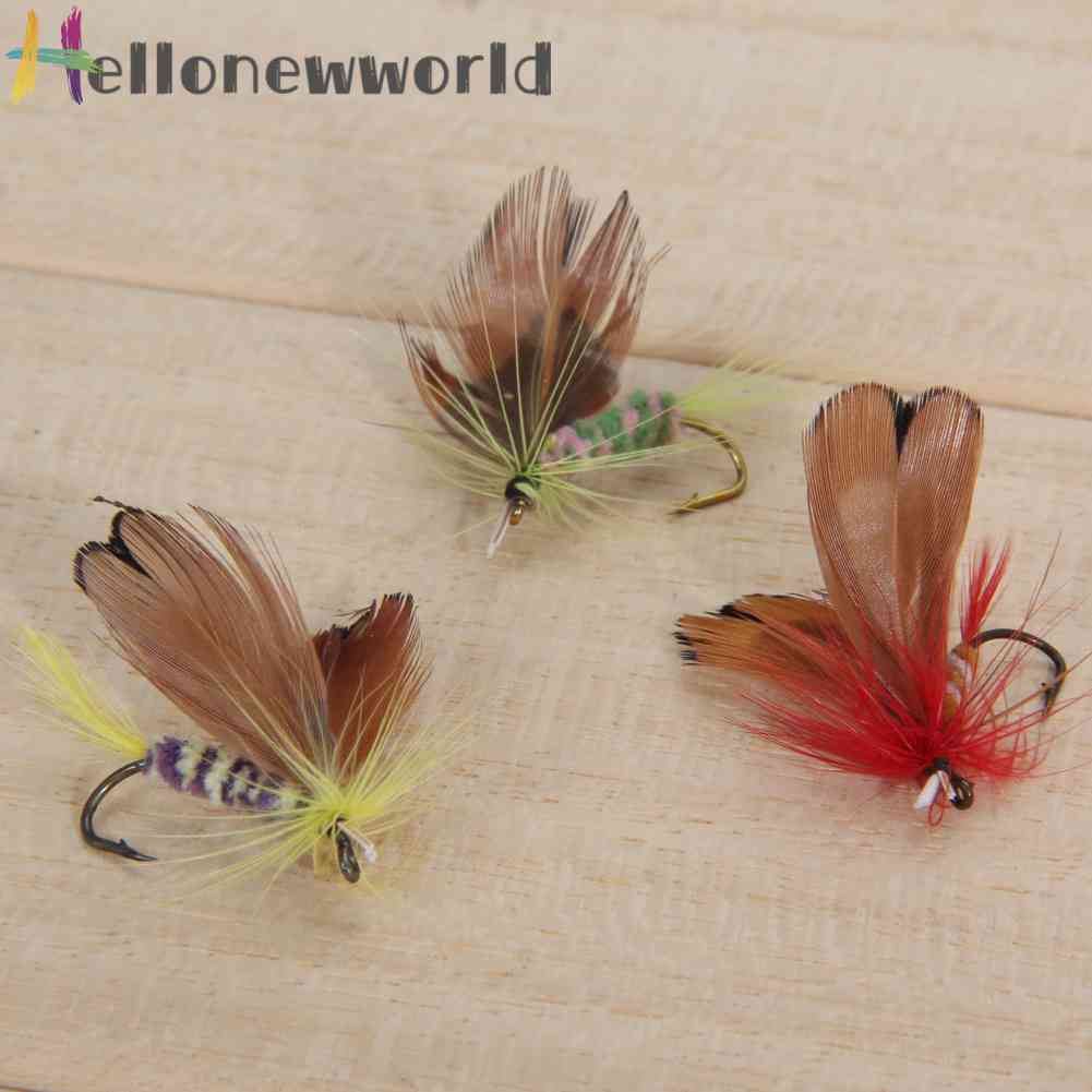 Bộ 12 Mồi Câu Cá Hình Côn Trùng Bay Kèm Lưỡi Câu Giả