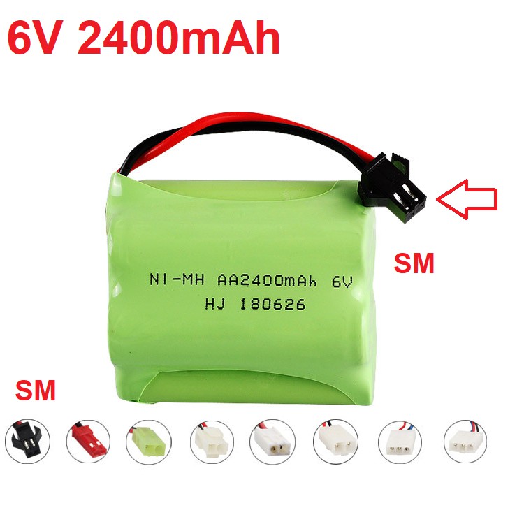 Pin 6v 2400mah hai hàng cổng nối SM cho xe điều khiển