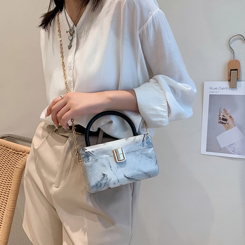 Túi IELGY màu acrylic có dây xích thời trang cho phụ nữ