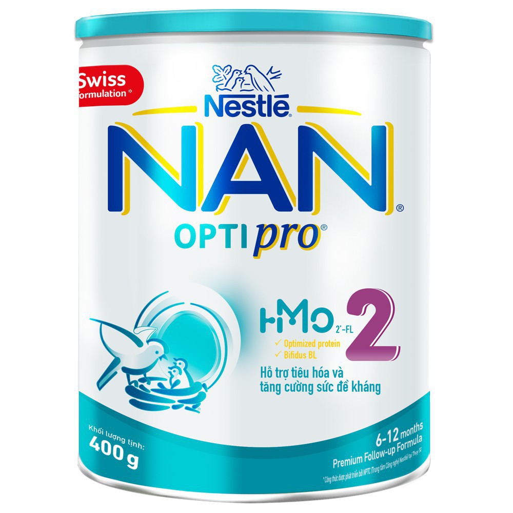 Sữa Bột NAN 2 Optipro HMO 400g - Giúp Trẻ Phát Triển Hệ Tiêu Hóa