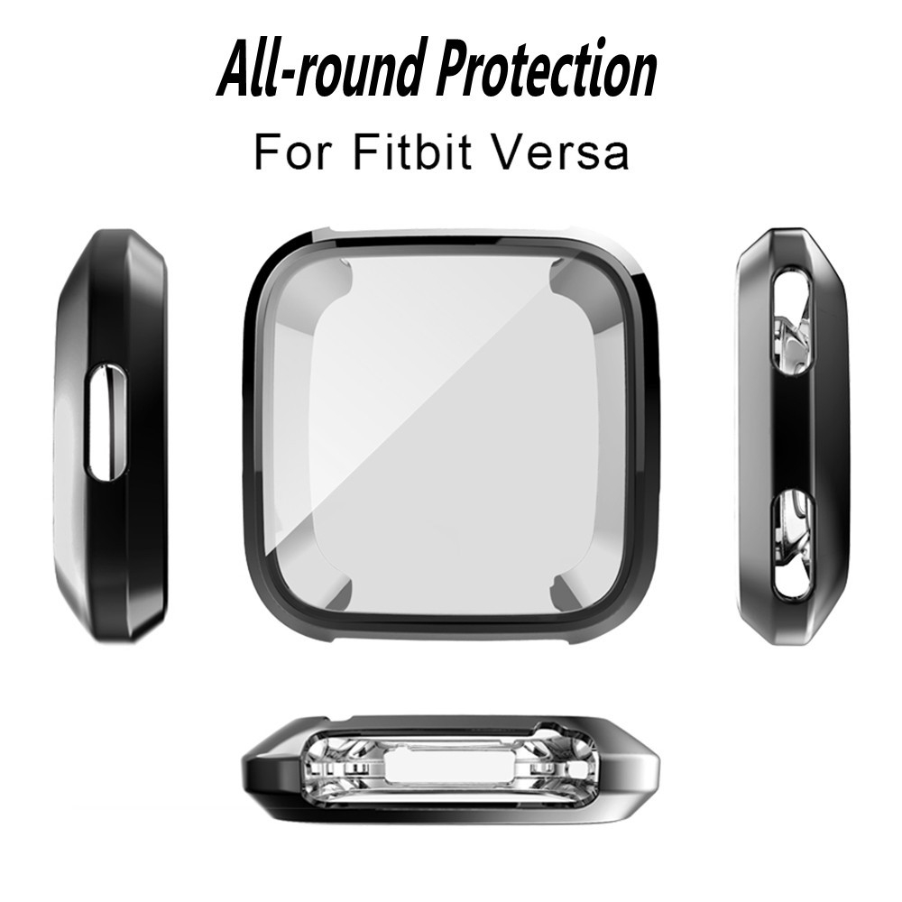 Đồng hồ thông minh mặt tròn bằng nhựa TPU cho Fitbit versa / versa Lite