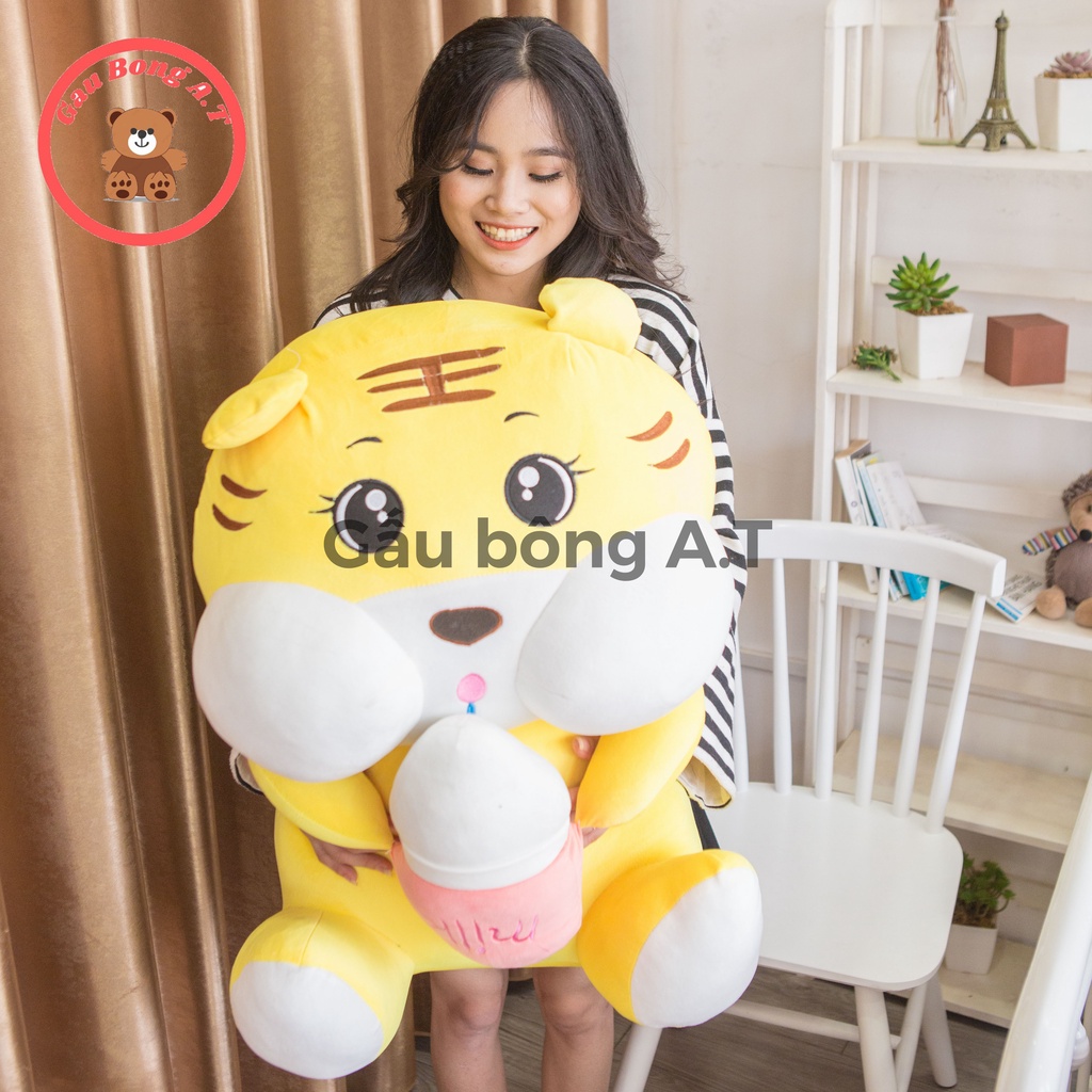 Gấu Bông Hổ Ôm Bình Sữa, Hổ bú bình, thú nhồi bông siêu cute siêu hot hit hàng mềm mại cao cấp size 85cm