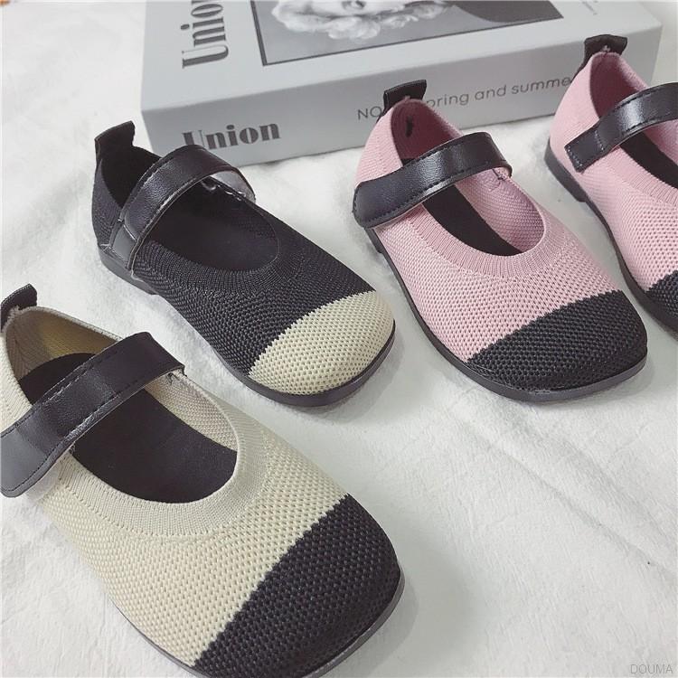 Giày búp bê dệt kim đế mềm thoáng khí xinh xắn cho bé gái 2-7 tuổi