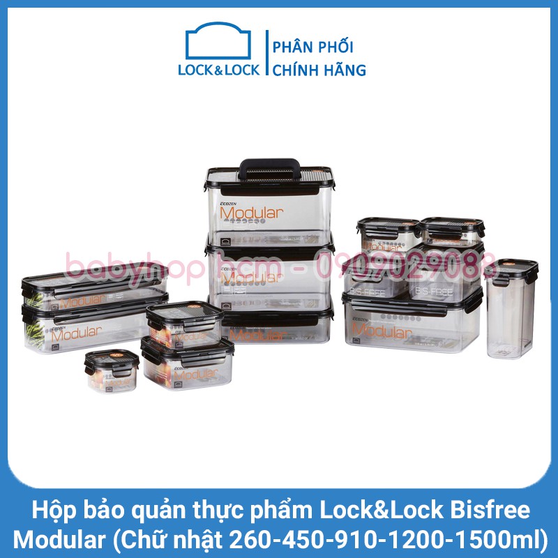 Hộp bảo quản thực phẩm Lock&Lock Bisfree Modular LBF401 LBF402 LBF403 LBF404 LBF405 Hình Chữ Nhật