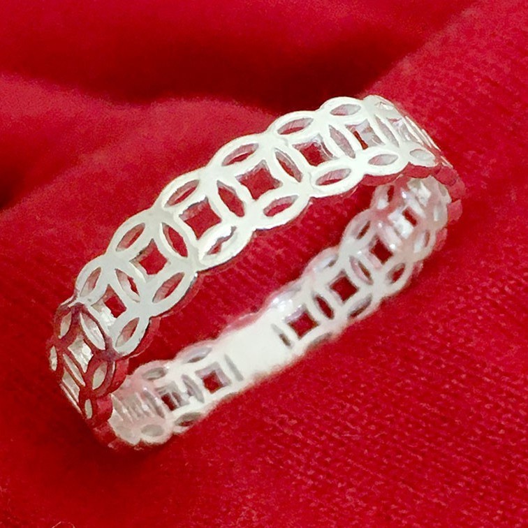 Nhẫn bạc nữ DaLiA Jewelry Kim tiền bản mỏng may mắn tài lộc N004