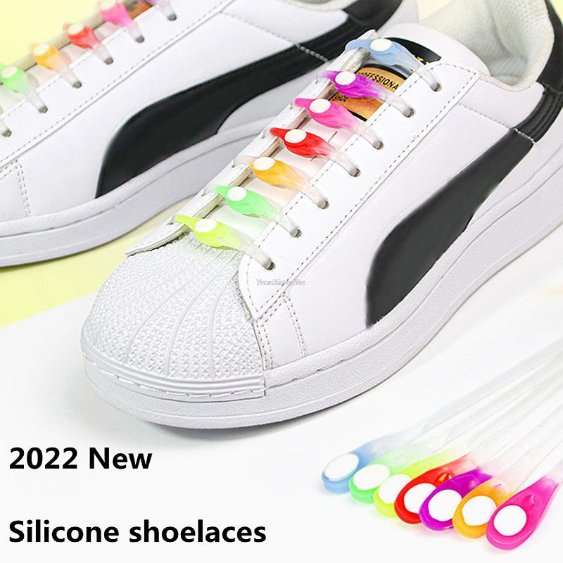Set 12 Dây Giày Thể Thao Bằng Silicone Đàn Hồi Không Cần Buộc Dây Giày Dạng Thạch Cao Su Một Kích Cỡ Phù Hợp Với Mọi Loại Giày
