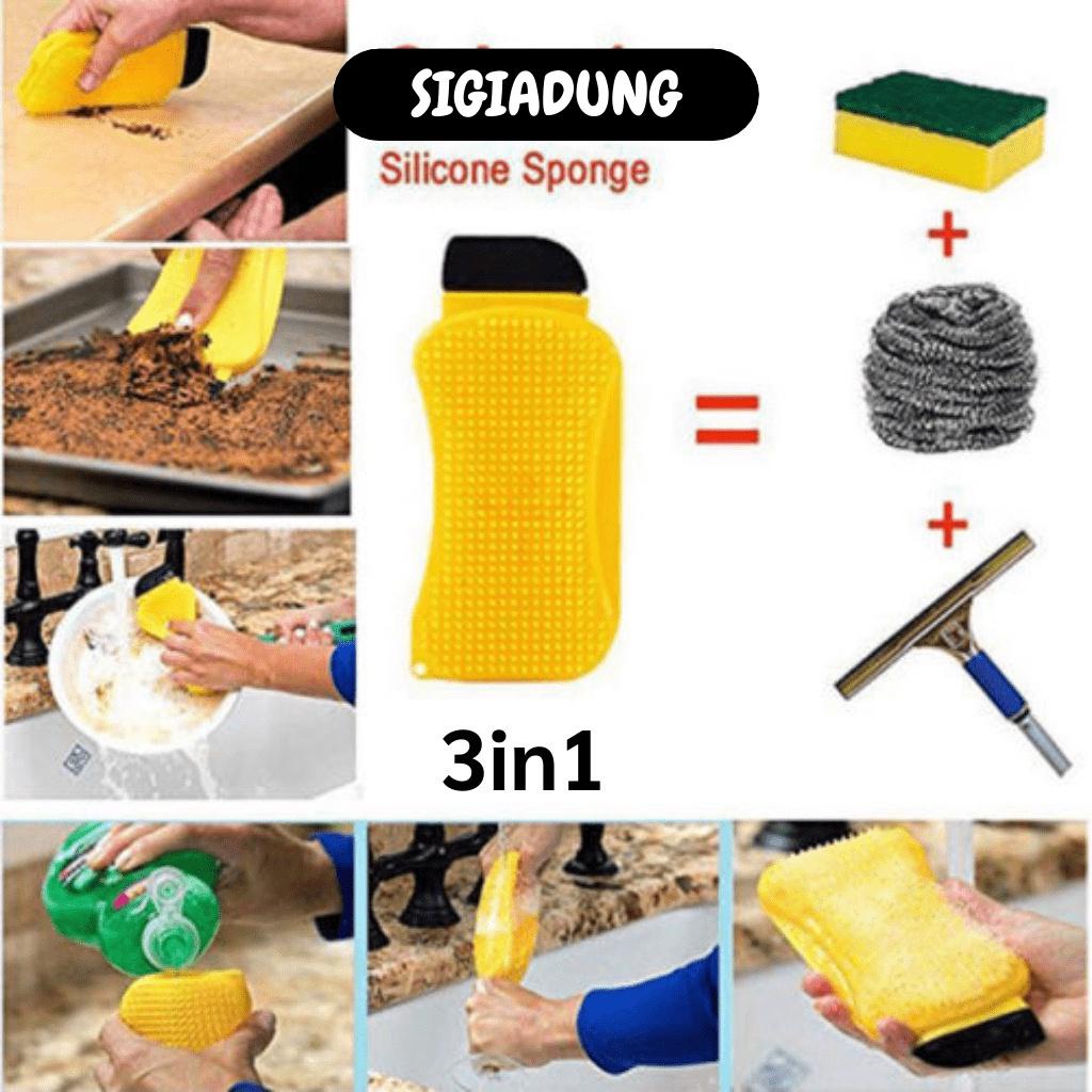 [SGD] Miếng Lau Chùi Nhà Bếp - Dụng Cụ Chà Nồi, Xoong Vệ Sinh Nhà Bếp Silicone 3in1 5270