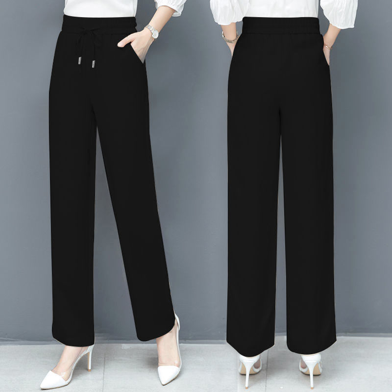 Spring and summer new straight legs imitation tencel jeans women's wide tube high waistband high size pleated trousers silk ribbon wide | BigBuy360 - bigbuy360.vn