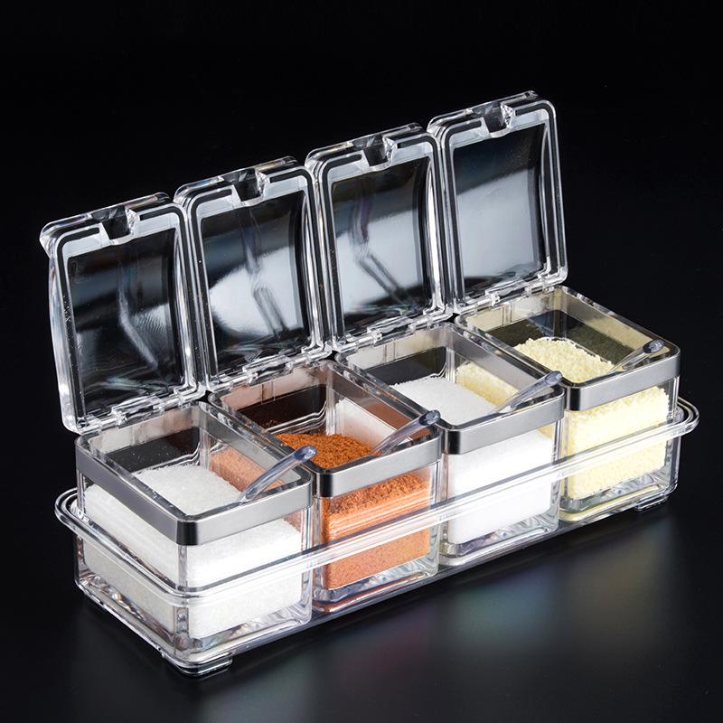 Hộp Đựng Gia Vị Bằng Nhựa Acrylic Có Nắp Đậy Kèm Muỗng Tiện Dụng