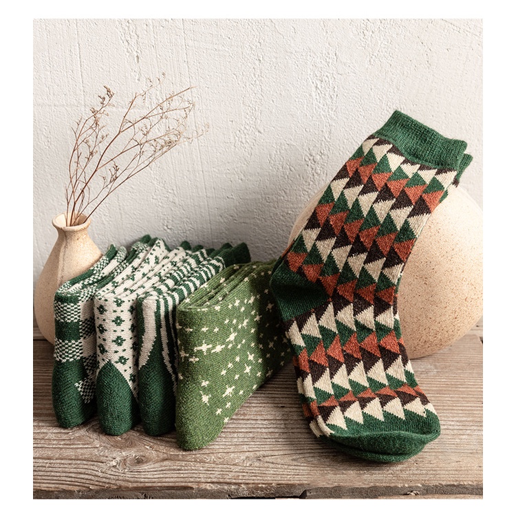 Đôi vớ WAFNHA WAFNHA D203 len dày giữ ấm mùa đông màu xanh lá