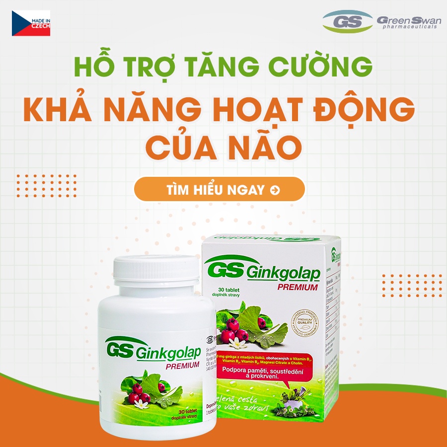 Viên Uống Bổ Não GS Ginkgolap-  Hỗ Trợ Tăng Cường Lưu Thông Máu Lên Não Giúp Giảm Đau Đầu,Suy Giảm Trí Nhớ,Kém Tập Trung