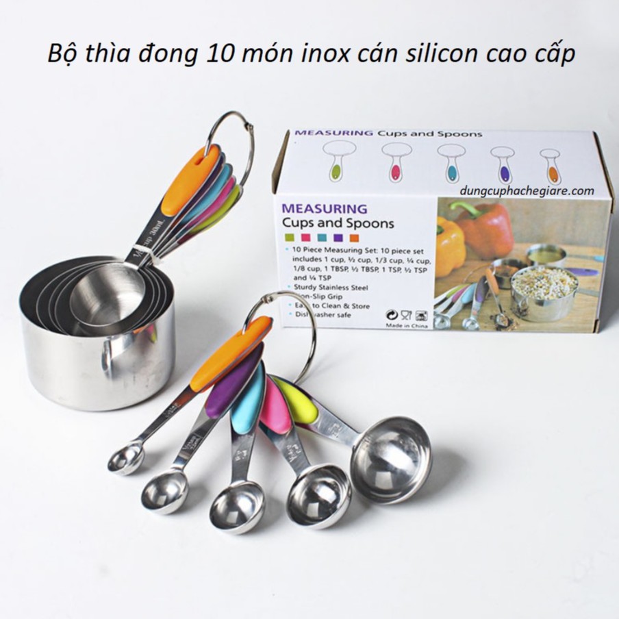 Bộ thìa đong 10 món inox cao cấp