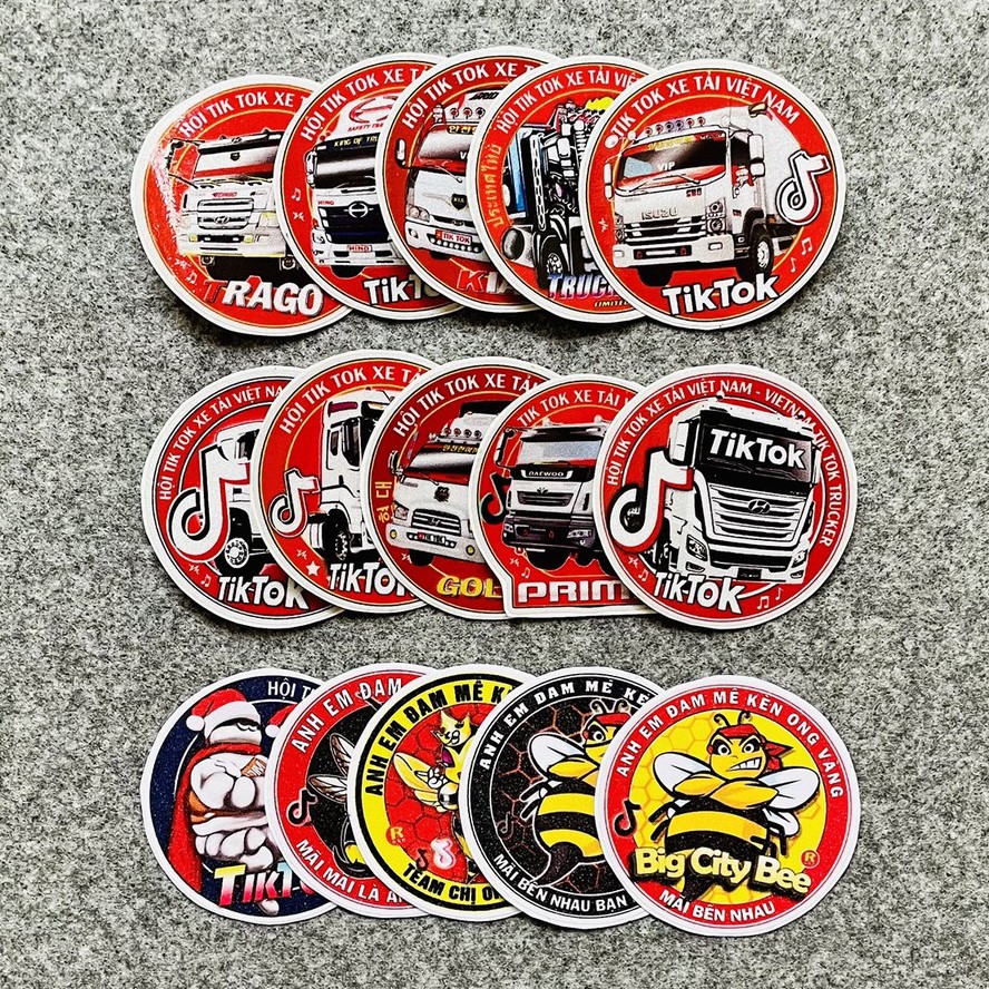 15 Tem nhỏ các Hình Ô tô - Xe tải - Con Ong - Michelin (Kích thước 5.5cm)