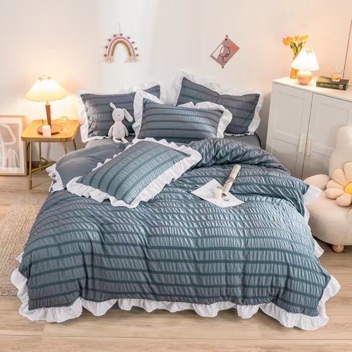 Bộ Chăn Đũi Nhật mẫu mới siêu xinh sét 4 món có viền bèo độc lạ