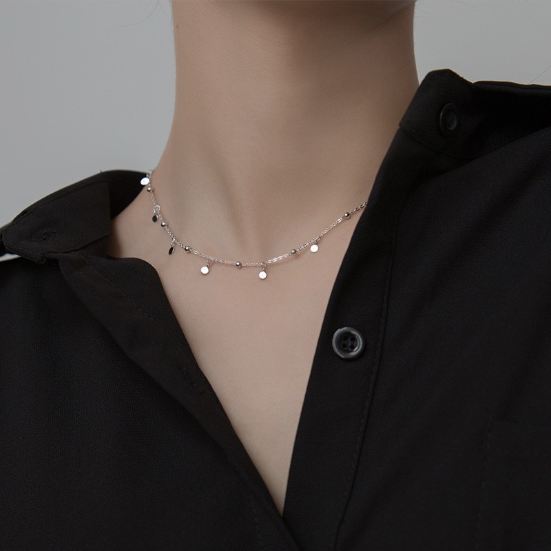 Dây chuyền bạc Ý s925 trái tim nhỏ tua rua D7041 - AROCH Jewelry