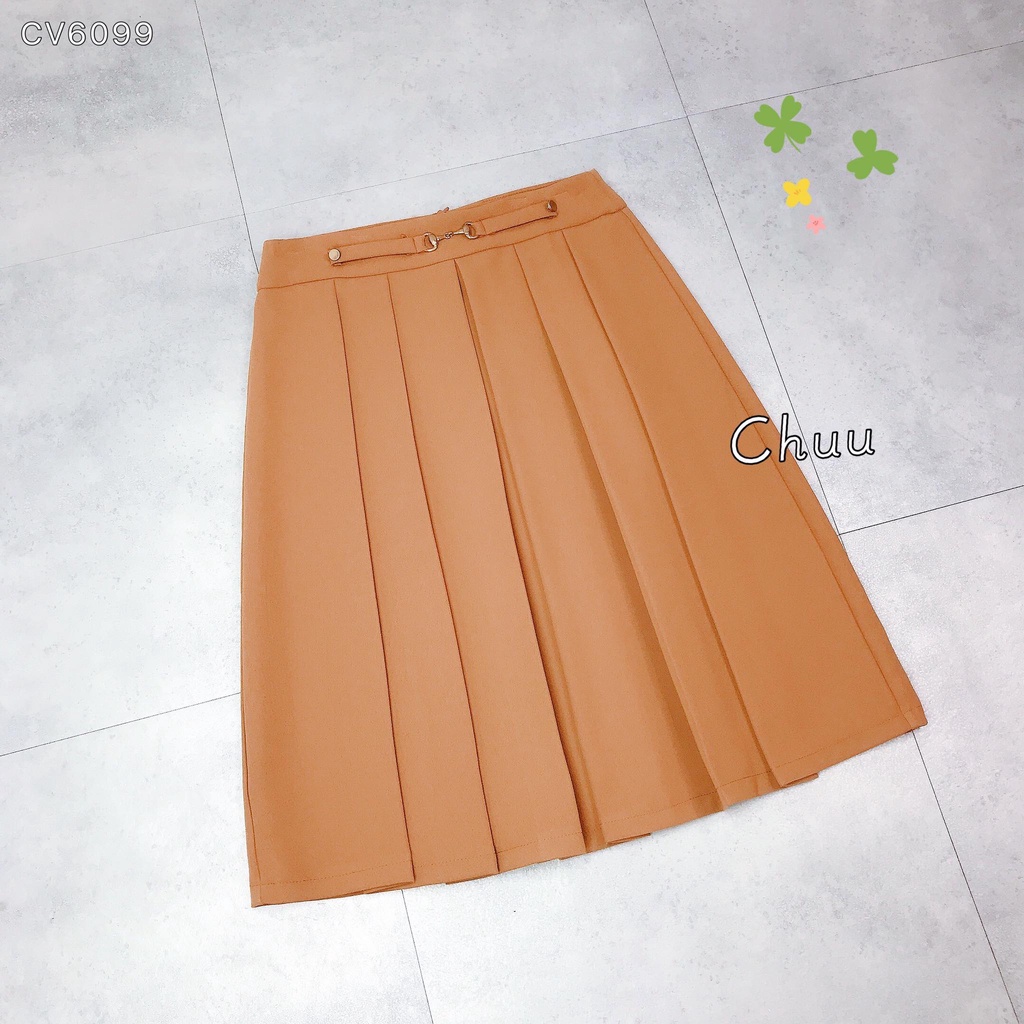Chân váy chữ A xếp li đính mắc xích CHUU CV6099
