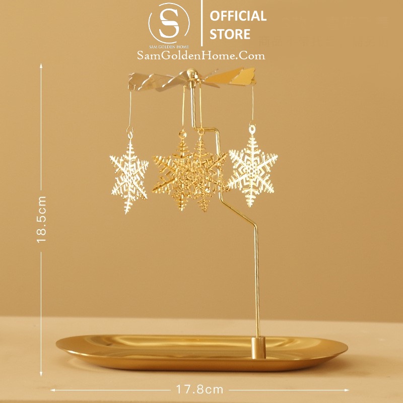 Khay Đựng Nến Thơm Chong Chóng Xoay Mạ Vàng Gold Decor Trang Trí Nhà Cửa Phòng Ngủ Kèm Quà Tặng Sang Trọng