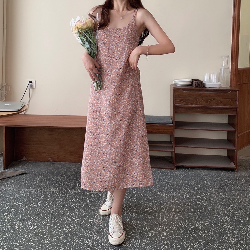 VÁY HAI DÂY HOA NHÍ ĐẦM HAI DÂY HOA NHÍ DÀI QUAI CÁCH ĐIỆU