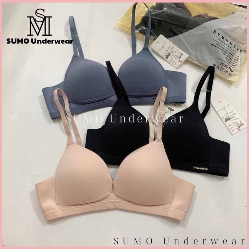 Áo lót nữ Symuntie cao cấp, mút mỏng không gọng, chun kéo ngực tạo khe, ôm nâng ngực dễ chịu. Sumo S21. Ảnh. video thật.