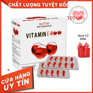 Viên Uống đẹp da Vitamin E Đỏ 4000mcg, Aloe vera 500mg chống lão hóa - Hộp 100 viên chống lão hóa da