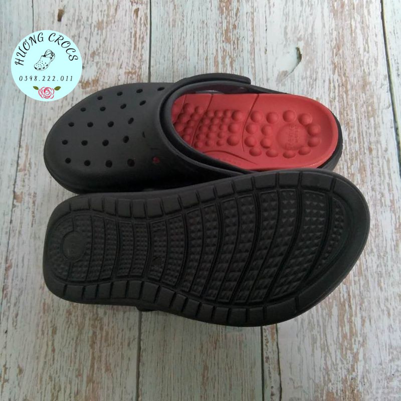[Tặng 10 jibit] - Sục Clog Reviva đen đỏ, dép sục nhựa đi mưa êm mềm nhẹ, chống trơn trượt cho nam nữ