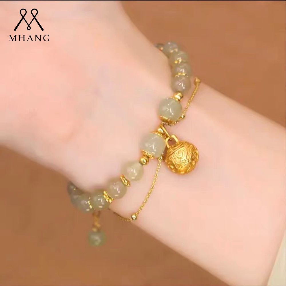 Vòng Đeo Tay Chuỗi Hạt Đá Ngọc Bích Thời Trang Phong Cách Hàn Quốc