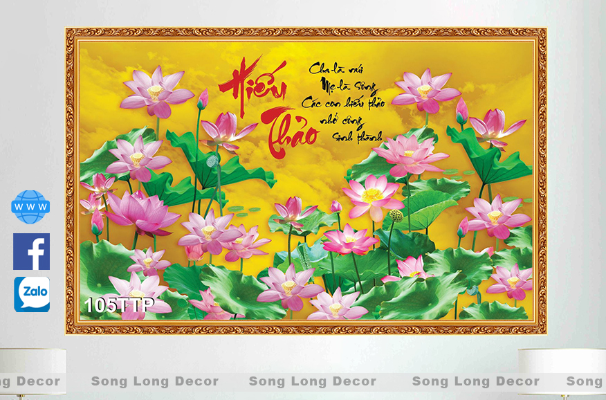 Tranh Dán Tường Chữ Hiếu Thảo- SL105TTP-Tranh 3d Thư Pháp - Song Long Decor