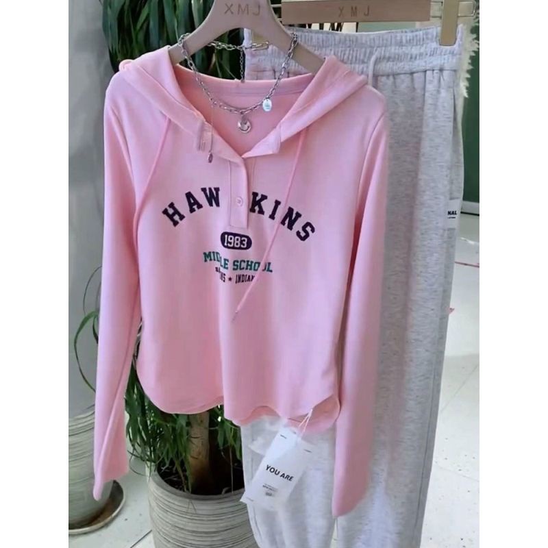 Jiashucheng Áo Hoodie Tay Dài In Chữ Phong Cách Hàn Quốc Thời Trang Mùa Thu Mới Cho Nữ