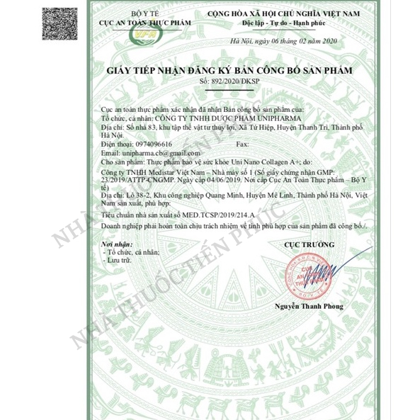 UNI NaNo Collagen - A++  Làm đẹp da, tăng cường nội tiết tố.Hộp 15 gói