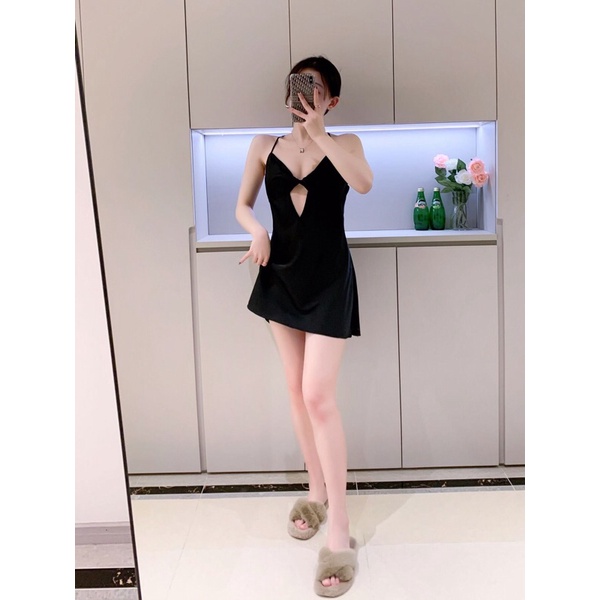 Đầm 2 dây/ Váy ngủ lụa nơ xoắn ngực quyến rũ hottrend hàng QUẢNG CHÂU (không mút ngực) CV47 CICI BONITA HCM