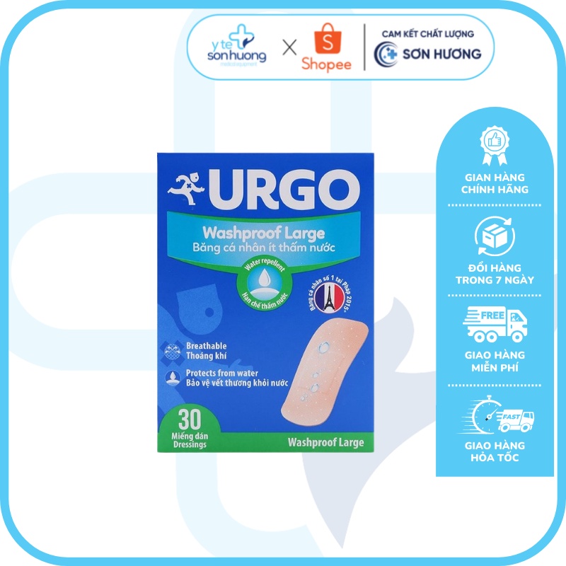 Băng cá nhân ít thấm nước Urgo Washproof 30
