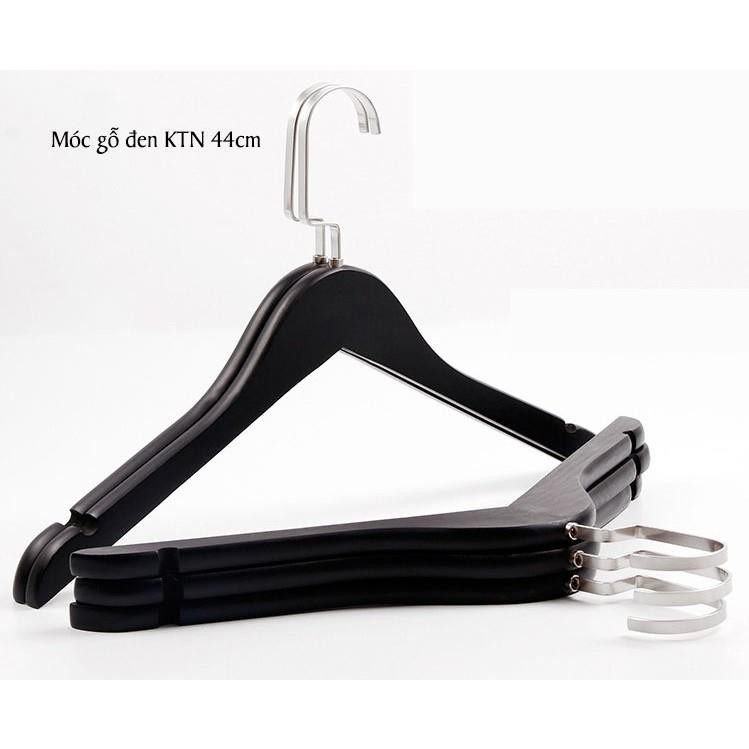 Móc Gỗ Đen Đầu Móc Dẹp Treo Quần Áo KTN 44,5cm (1 móc)