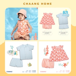 Bộ hè cộc tay cúc giữa cho bé trai bé gái Chaang Sea