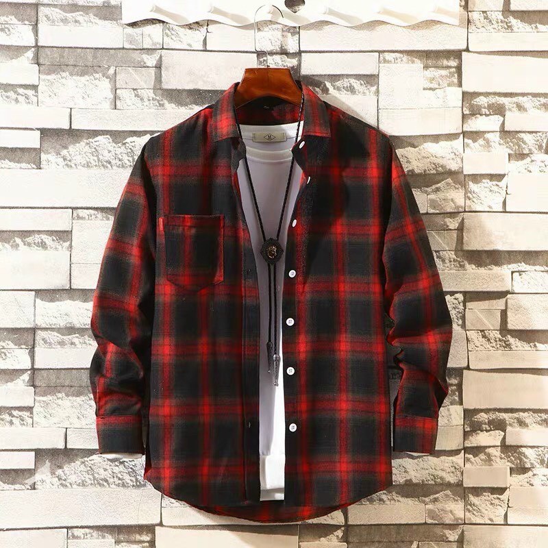 Áo khoác sơ mi caro UNISEX in hình NGÔI SAO Hàn Quốc