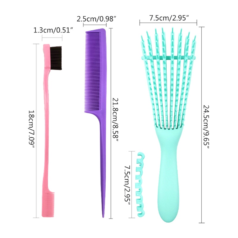 Set 5 Lược Chải Tóc Mát Xa Da Đầu Chống Tĩnh Điện