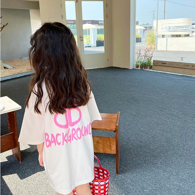Đầm Thun Cotton Tay Ngắn Dáng Rộng Dài Phong Cách Hàn Quốc Thời Trang Mùa Hè Mới Cho Bé Gái
