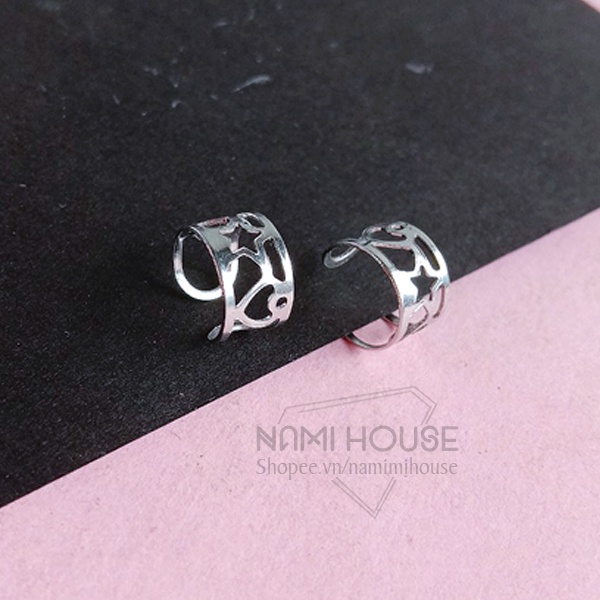 Bông tai kẹp dắt gài vành tai bản dày hình ngôi sao style hàn quốc dễ thương hot trend mới khuyến mãi - nami house