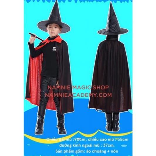 Set Bộ Áo Choàng Và Mũ Ảo Thuật Phù Thuỷ Hóa Trang HALLOWEEN Trung Thu Giá Rẻ Dành Cho Bé