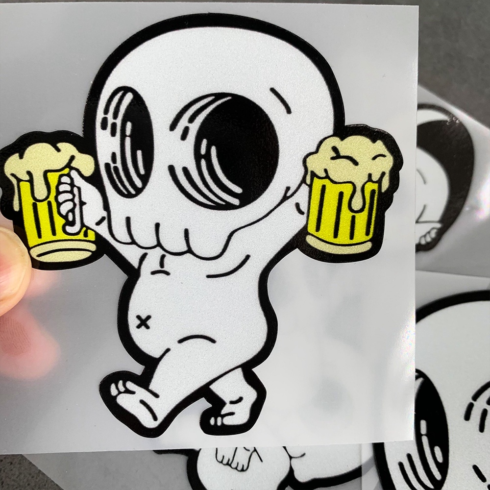 Hộp sọ Nhãn dán Bộ xương Hiệp sĩ Xe máy Phản quang Mặt trước Decal Xe tay ga Hình dán Fender