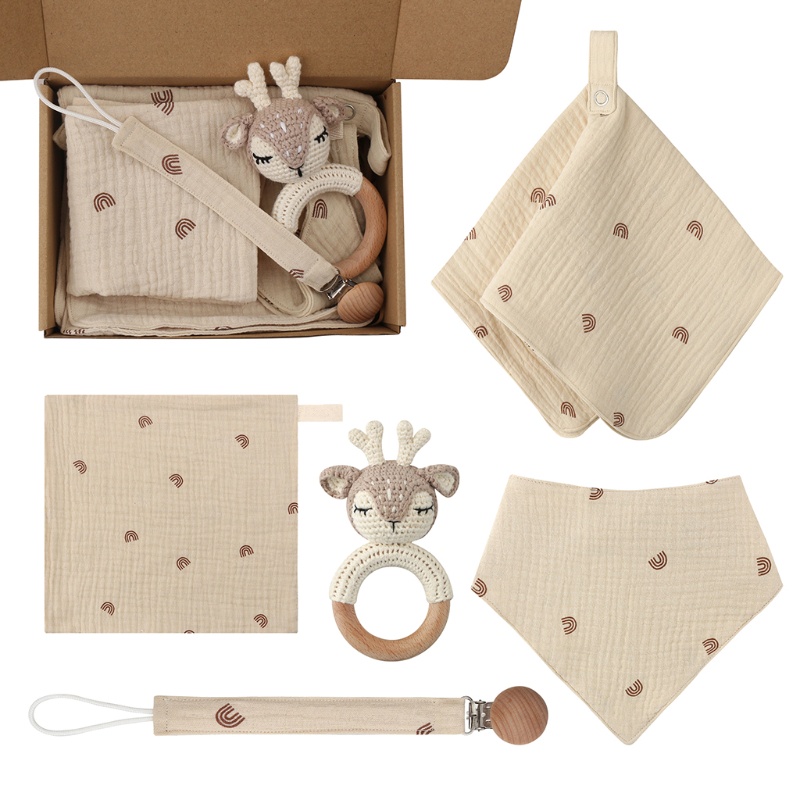 Set 5 Khăn Lục Giác Hình Hươu Xinh Xắn Dành Cho Bé