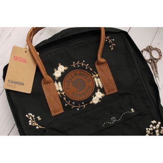 Balo Kanken Unisex Size Classic Đi Học Phiên Bản No.2 Quai Da Thêu Hoa