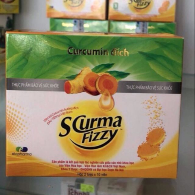 Viên sủi nghệ nano curcumin đích scurma fizzy hộp 20 viên / scumar fizzy