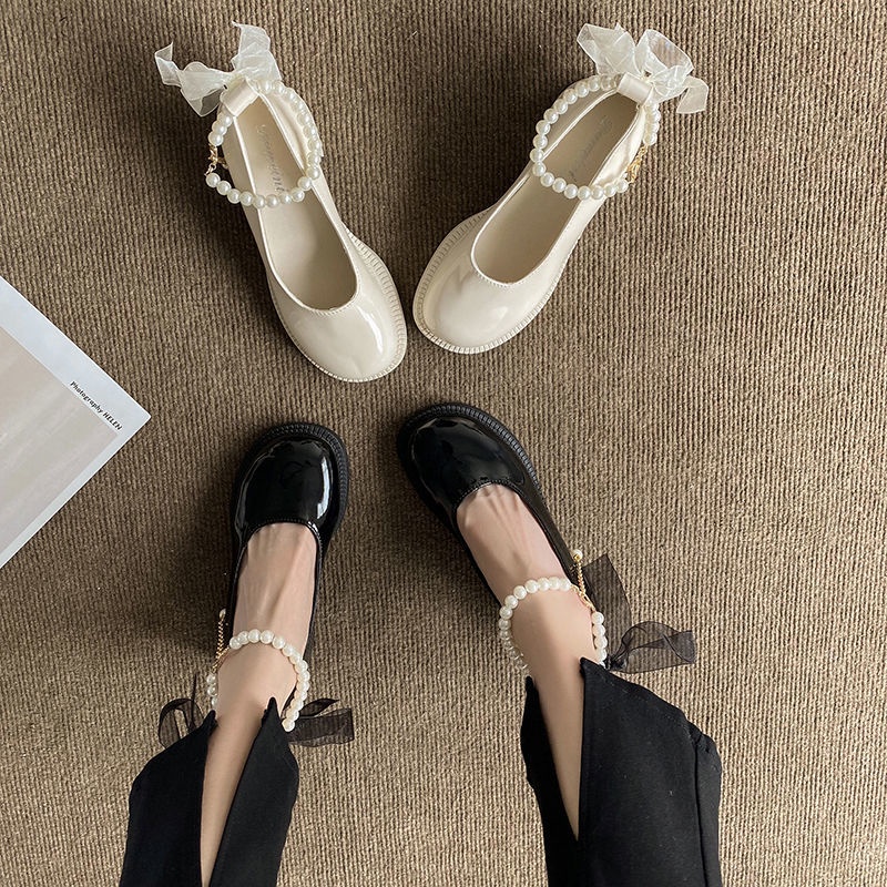 Giày Cao Gót Da Đính Ngọc Trai Phong Cách Pháp 2022 Thời Trang Cho Nữ