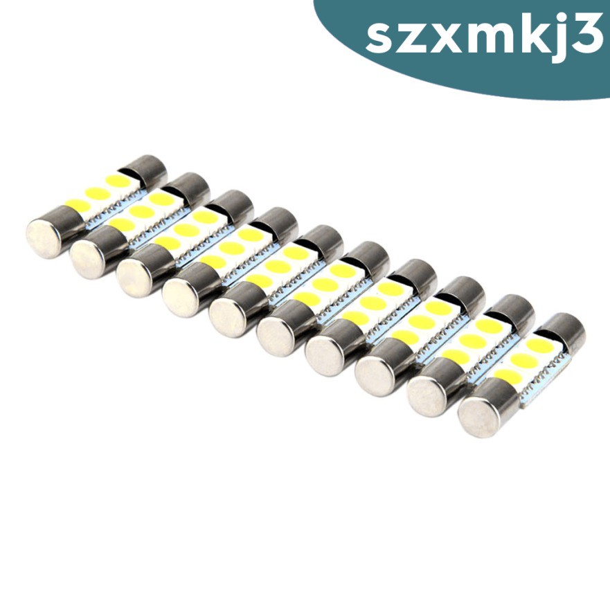 Set 10 Đèn LED 28mm-31mm Cầu Chì 5050 3SMD Ánh Sáng Trắng
